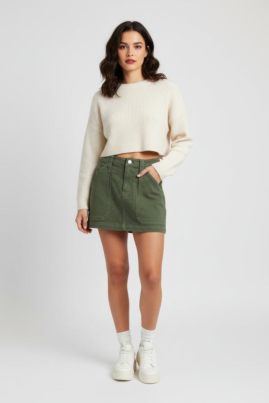 TNA forest green skirt